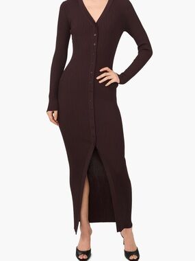 1. State Ribbed Long Sleeve Midi Cardigan Dress